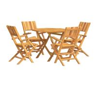 (octagon, with armrest) vidaXL Garden Dining Set Outdoor Table and Chairs 5 Piece Solid Wood Teak