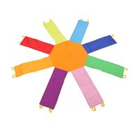 Octagonal Fun Game Umbrella Early Education Interactive Kindergarten Sense Training Rainbow Umbrella with 16 Handles (2.4m/7.9ft)