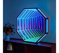 Octagonal Infinite Tunnel Mirror Light, Single-Sided LED 3D Mirror Night Light for Home, Desk, and Party Decorations