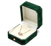 Octagonal Lace Jewelry Box, Engagement Ring and Necklace Storage Creative Diamond Engagement Ring Display Case Gift wrapping(Dark Green,8.5 * 7.3 * 4.5cm)