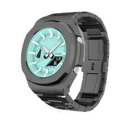 Octagonal Solid Stainless Steel Mod Kit fit for Casio GA-2100, Metal Sport Conversion Set with Strap+Case(Black no screw)