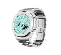 Octagonal Solid Stainless Steel Mod Kit fit for Casio GA-2100, Metal Sport Conversion Set with Strap+Case(Silver no screw)