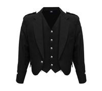 Octal - Scottish Argyll Kilt Jacket With Vest 15 Oz Finest Barathea Wool Fabric With 5 Button Vest Gauntlet Style Cuffs (UK, Numeric, 32, Regular, Regular, Black)