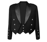 Octal - Scottish Prince Charlie Jacket Finest 15 Oz Barathea Wool Fabric with 3 Button Vest - Premium Quality (UK, Numeric, 42, Regular, Regular, Black)