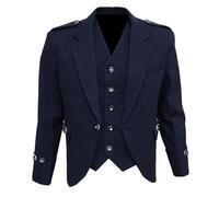 Octal - Scottish Tweed Argyle Kilt Jacket With 5 Button Vest - Premium Quality 15 Oz Wool Fabric, Gray, 34 (UK, Numeric, 36, Regular, Regular, Navy Blue)