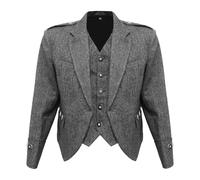 Octal - Scottish Tweed Argyle Kilt Jacket With 5 Button Vest - Premium Quality 15 Oz Wool Fabric, Gray, 34 (UK, Numeric, 48, Regular, Regular, Gray)