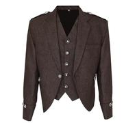 Octal - Scottish Tweed Argyle Kilt Jacket With 5 Button Vest - Premium Quality 15 Oz Wool Fabric, Gray, 34 (UK, Numeric, 52, Regular, Regular, Brown)