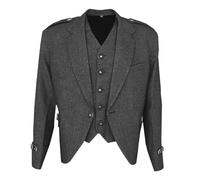 Octal - Scottish Tweed Argyle Kilt Jacket With 5 Button Vest - Premium Quality 15 Oz Wool Fabric, Gray, 34 (UK, Numeric, 42, Regular, Regular, Charcoal Gray)