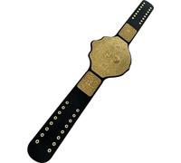 Octal Sports - Big Gold Championship Title Belts Adult Size Upto 46" Wrestling Replica 2mm Gold Coated Metal Plate Leather Base (Black)