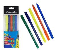 Octane BFirstStar Ballpoint Pens, BLUE, Fine Point (0.7mm), Pack of 5, Smooth Ball Pens, Pens for School Office Home Everyday Use, iZOFAX Ball BLACK Pen