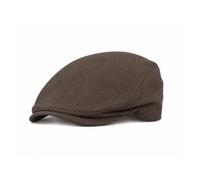 Octave® Flat caps, Men's 100% Cotton Peaked Flat Cap with Checked Lining- Khaki, Newsboy Cap, Men-Summer Breathable & Lightweight Sun Cap (Medium/Large)