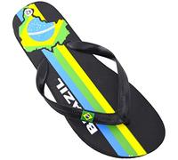 Octave® Flip Flops, men’s Platform Beach Sandals, Non Slip Rubber Summer Sliders, Comfortable Yoga Mat Sole Shower Pool Holiday Flip Flops, Brazil Flag Design [UK 7 - EURO 41,Black]