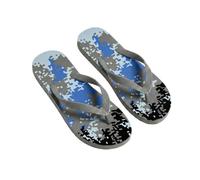 Octave® Flip Flops, men’s Platform Beach Sandals, Non Slip Rubber Summer Sliders, Comfortable Yoga Mat Sole Shower Pool Holiday Flip Flops, Camoflage Design [UK 6 - EURO 40,Grey]