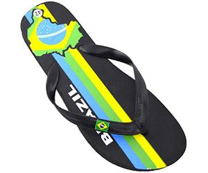 Octave® Flip Flops, men’s Platform Beach Sandals, Non Slip Rubber Summer Sliders, Comfortable Yoga Mat Sole Shower Pool Holiday Flip Flops, Brazil Flag Design [UK 8 - EURO 42,Black]