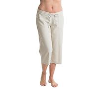 Octave® Ladies Linen Cropped 3/4 (Three Quarter) Length Trousers & Invisible Liner Socks Package [Trousers Size 10, Colour Stone & Socks One Size, Colour Black]