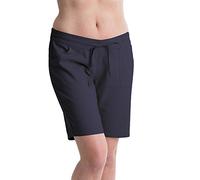 Octave® Ladies Linen Shorts & Invisible Liner Socks Package [Mid Length Shorts Size 10, Colour Dark Navy & Socks One Size, Colour Black]