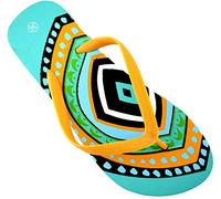 Octave® Ladies Summer Beach Wear Flip Flops Collection - Optic Illusion Design [Size UK 3 / EURO 36, Colour Green Optic Illusion Design]