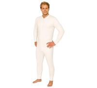 Octave® Mens Thermal Onesie All In One Union Suit, Fully Brushed Warm Winter Base Layer, Zipper Underwear Body Suit, Long Sleeve Thermal Underwear, Adults Onesie Thermal Body Suit(Large, White)