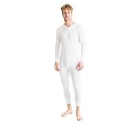 OCTAVE® Mens Thermal Underwear All In One Union Suit with Zipped Back Flap [Ex-Ex-Large, White]