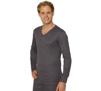 OCTAVE® Mens Thermal Underwear Long Sleeve 'V'-Neck T-Shirt/Vest/Top [Charcoal, Ex-Ex-Large]