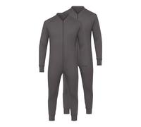 Octave® Pack Of 2 Mens Thermal Onesie All In One Union Suit, Fully Brushed Warm Winter Base Layer, Zipper Underwear Body Suit, Long Sleeve Thermal Underwear,Adults Thermal Body Suit(3X-Large,Charcoal)
