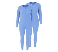 Octave® Pack Of 2 Women's Thermal Onesie All In One Union Suit, Fully Brushed Warm Winter Base Layer,Zipper Underwear BodySuit,Long Sleeve Ladies Thermal Underwear Set Sleepwear Pajamas(2X-Large,Blue)
