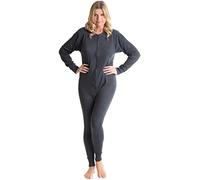 Octave® Pack Of 2 Women's Thermal Onesie All In One Union Suit,Fully Brushed Warm Winter BaseLayer,Zipper Underwear BodySuit Long Sleeve Ladies Thermal Underwear Set Sleepwear Pajamas(Medium,Charcoal)