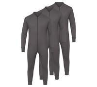 Octave® Pack Of 3 Mens Thermal Onesie All In One Union Suit,Fully Brushed Warm Winter Base Layer,Zipper Underwear Body Suit,Long Sleeve Thermal Underwear,Adults Onesie Thermal BodySuit(Small,Charcoal)