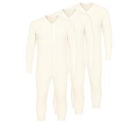 Octave® Pack Of 3 Mens Thermal Onesie All In One Union Suit, Fully Brushed Warm Winter Base Layer, Zipper Underwear Body Suit,Long Sleeve Thermal Underwear,Adults Onesie Thermal Body Suit(Large,White)