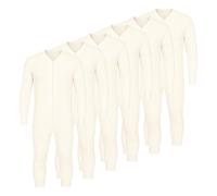 Octave® Pack Of 6 Mens Thermal Onesie All In One Union Suit,Fully Brushed Warm Winter Base Layer,Zipper Underwear Body Suit,Long Sleeve Thermal Underwear,Adults Onesie Thermal BodySuit(Ex-Large,White)