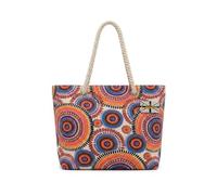 Octave Summer Beach Bag For Women - Ombre Two Tone Cotton Canvas Drawstring Tote Bag, Large Lightweight Holiday Shoulder Shopper, One Size (Orange/Blue Circles)