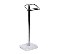 Octavia Freestanding Bathroom Toilet Roll Holder/Dispenser, White Marble, Chrome, No Drilling