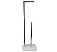 Octavia- Freestanding Toilet Roll Holder & Spare Paper Holder/Dispernser, White Marble, Weighted Base, Chrome