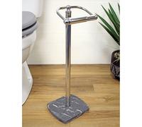 Octavia Grey Marble & Chrome Collection Toilet Roll Holder Showerdrape Grey One Size