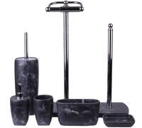 Octavia Marble & Chrome Collection 7 Piece Bathroom Accessory Set Showerdrape Grey One Size