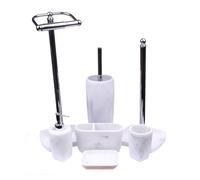 Octavia Marble & Chrome Collection 7 Piece Bathroom Accessory Set Showerdrape White One Size