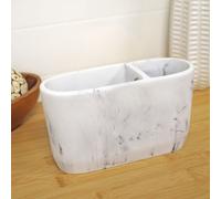 Octavia White Marble & Chrome Collection Toothbrush Holder Showerdrape White One Size