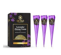 OCTAZI - LAVENDER HENNA CONES - Dark Brown Indian Mehendi Cones For Temporary Body Art Tattoo All Natural Organic Herbal Pure Mehndi Henna Paste Cone, No Chemicals, No Dyes, Ready To Use (3 Cones)