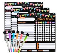 OctBird 3 Magnetic Sheets + 6 Pens to Do List, Meal Planner for Fridge, Menu Board for Kitchen, Chore Chart for Kids, Weekly Menu Board (Black Background)
