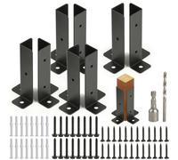 OctBird 8PCS Adjustable Post Support,Wooden Fence Base,Heavy-Duty Deck Railing Post Brackets,Galvanised Adjustable Elevated Post Base Support for Reinforcing New Column Base Connections