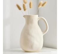 Octdays Rustic Vase Farmhouse Decorative: White Ceramic Vase with Handle Vintage Flower Vases for Home Decor Terracotta Vase for Shelf Mantel Kitchen Centerpiece Table Decorations