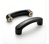 OctinPris 10 Pack Matt Black Cabinet Hardware Ceramic Arch Drawer Pulls 3 inch Hole Center Curved Cabinet Handles for Kitchen Cupboard Dresser Bathroom