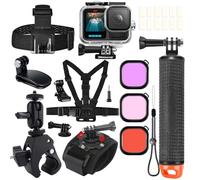 OctinPris Accessories Kit for Gopro Hero 13 12 11 10 9, Waterproof Housing Case Floating Chest Grip Head Strap Wrist Strap Super Clamp Handlebar Mount Diving Filters Anti-Fog Inserts