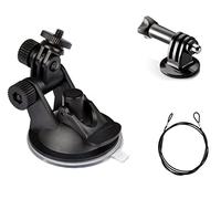 OctinPris In Car Windscreen Universal Suction Cup Mount Car for Windshield Dash Cam Camera Camcorder Mount Holder Stand 360 Rotation with 60cm Stainless Steel Tether and 1/4 Thread to Action Camera