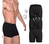 Octipa Men's Ultra-Absorbent Incontinence Boxer Briefs, Mens Incontinence Boxer Shorts, Washable Reusable Cotton Moisture Wicking Breathable Panties (Black-3Pcs,L)