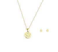 Octjewty Love Necklace Earrings Set Cursive Love Heart Dainty Gold Chain Necklace for Women Valentines Day Gifts Everyday Jewelry, 17 Inch, Stainless Steel, No Gemstone
