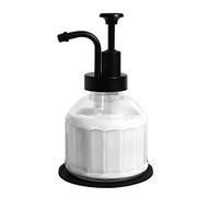 OCTMUSTARD 8 Oz Glass Soap Dispenser for Kitchen and Bathroom Countertop, Smooth Action Pump Refillable Wash Hand Liquid, Dish Detergent, Farmhouse Style with Cylindrical Shape Shampoo Lotion Pump