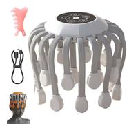 Octo Relax Head Massager,Octorelax Head Massagers, Electric Octorelax Anti Stress Massager with 24 Message Heads,Portable 360° Smart Electric Massagers with 5 Modes(White-24heads,Srandard Power)