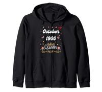 October 1966 Queen Since October 1966 Birthday Girl women Zip Hoodie