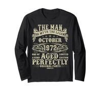 October 1972 53rd Birthday Gifts for Men 53 Year Old Bday Long Sleeve T-Shirt